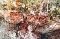 Marina Falco, "Il sole gioca tra le foglie", 2004